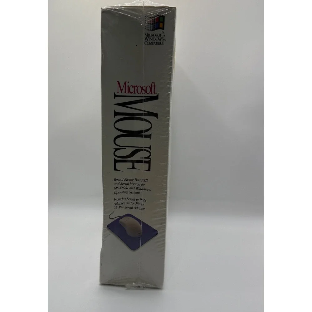 Vintage Microsoft Mouse 2.0 White Ergonomic PS/2 Serial Sealed New Old Stock